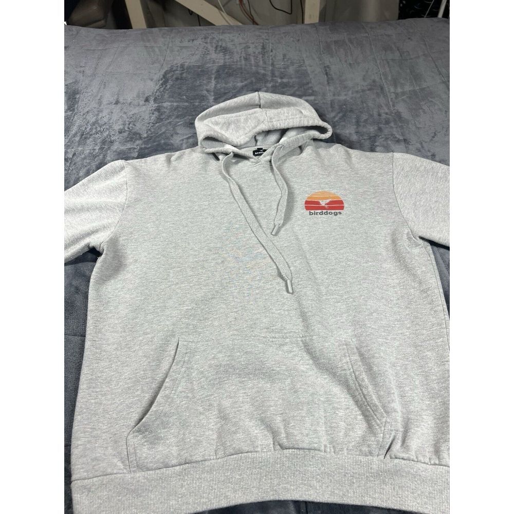 Birddogs Hoodie Women Large Gray Heather Logo Sweatshirt Pullover Pockets L